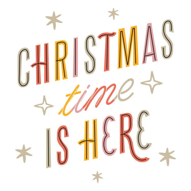 圣诞节就在这里闪闪发光的字母设计高图片下载