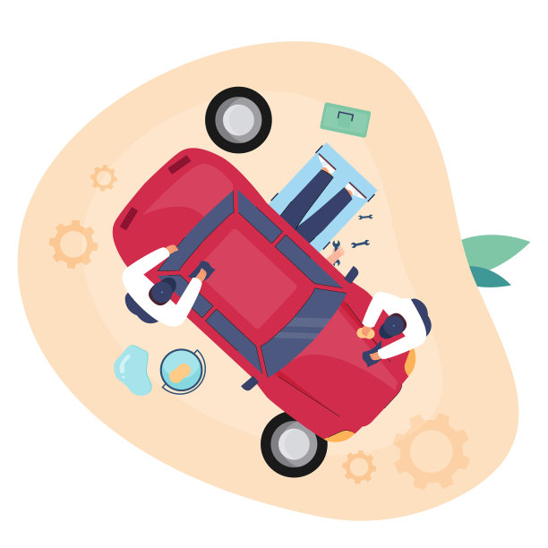 汽车维修团队的俯视图图片下载