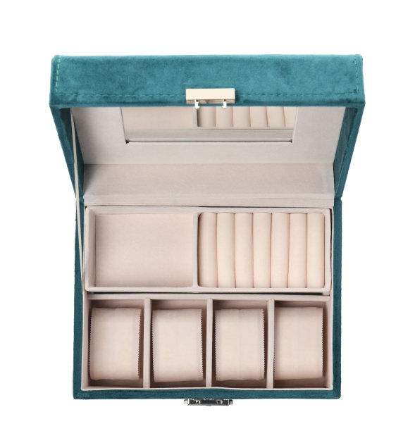 打开雅致的珠宝盒，孤立在白色上，俯视图图片下载