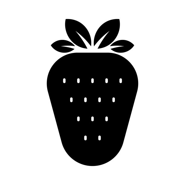 草莓黑色图标孤立在白色背景图片下载