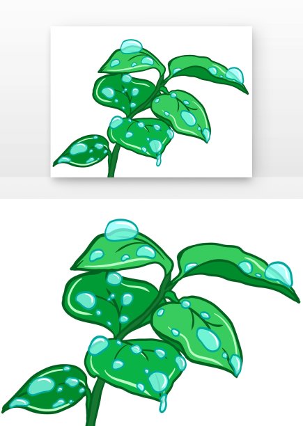 手绘卡通叶子露水图片下载