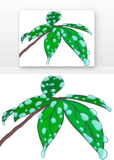 卡通寒露树叶和露水图片下载