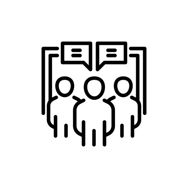 团队会议填线图标线性风格标志图片下载