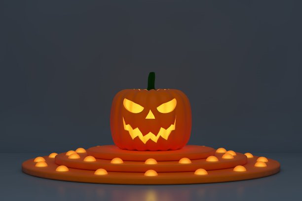 3D渲染万圣节产品展示空间演示图片下载