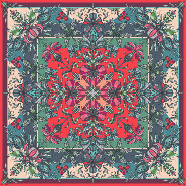 彩色披肩印花与美丽的手图片下载