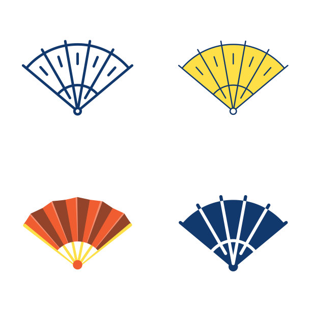 风扇图标设置在平面和线条风格图片下载