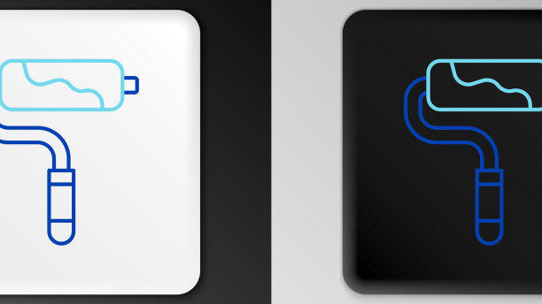 线漆辊刷图标孤立在灰色上图片下载