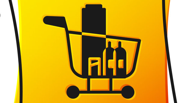 黑色购物车和食品图标孤立上图片下载