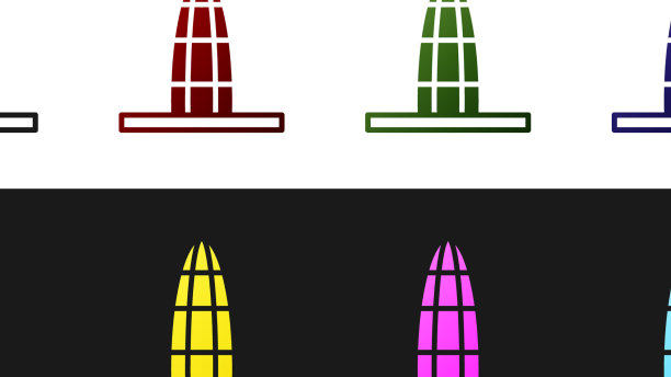 设置agbar塔图标孤立在黑色和白色图片下载