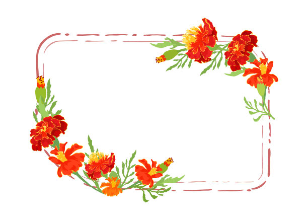用万寿菊制成的花花环框架图片下载