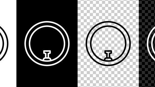 设置线自行车车轮图标孤立在黑色和图片下载