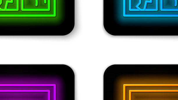 发光的霓虹灯线断了窗口上孤立的图标图片下载