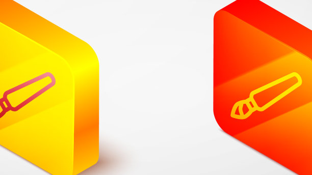 等距线油漆刷图标孤立在灰色上图片下载