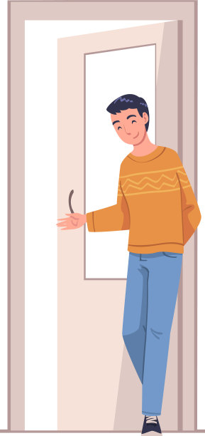 男人性格站在敞开的门口，倚着图片下载