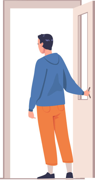 男人性格在开着门出门图片下载