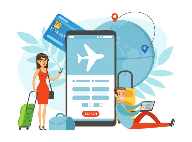 男人和女人寻找商务航班使用图片下载