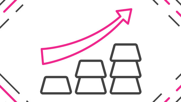 线金融增长图表箭头与金条图片下载