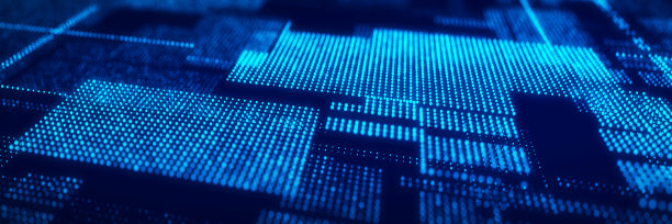 未来的电路板概念。它的技术进步。数字数据流概念。大数据可视化。3 d渲染。图片下载