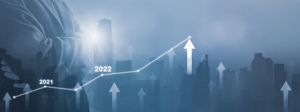 双曝光-商人站立的城市景观和金融图，符号箭头，股票图和图表背景，概念增长业务，投资，股票市场和战略市场计划图片下载