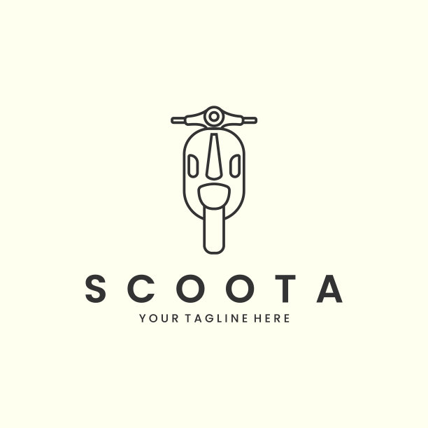 摩托车前面面对线性风格的标志图标图片下载