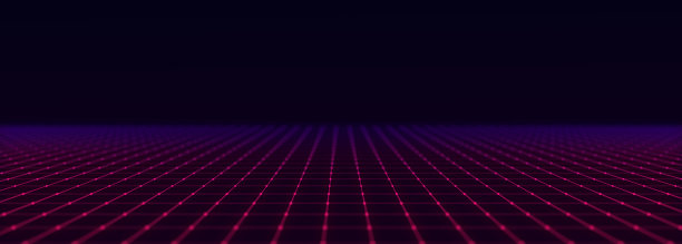 网格技术的角度来看。数字空间线框景观。黑色背景上的蓝色网格。3 d渲染。图片下载