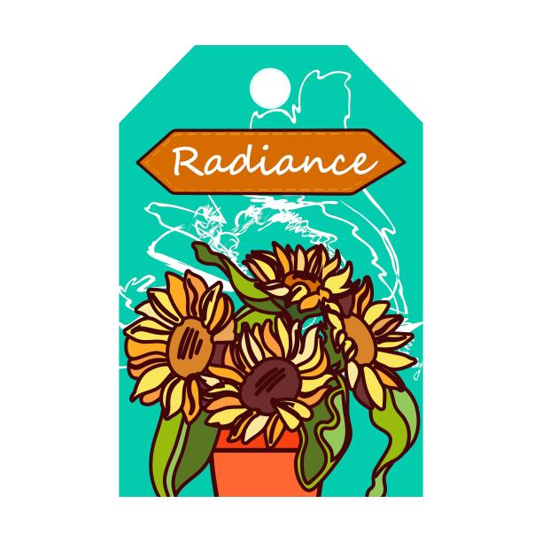 标签用鲜花。束在花瓶，郁金香，玫瑰矢量插图与文字在蓝色背景。花店或春天的概念贺卡和标签设计图片下载