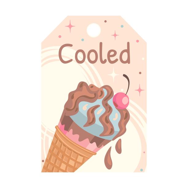 糖果标签。冰淇淋，带文字的马卡龙矢量插图。食品和甜点糖果标签和贺卡设计的概念图片下载