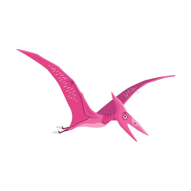 翼龙可爱的恐龙。有趣的恐龙角色微笑着站着。生物和爬行动物化石的概念。推广或邀请网页模板图片下载