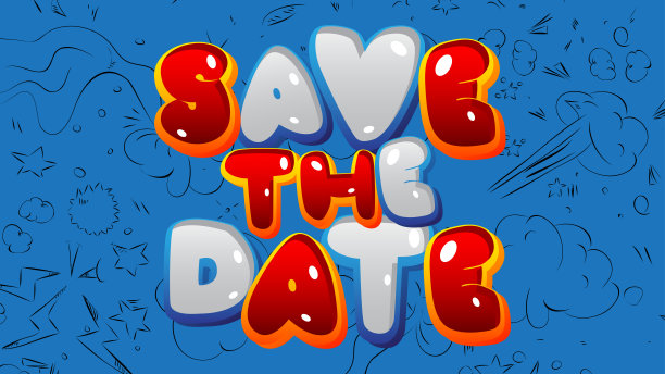 保存日期。字写与儿童字体卡通风格。图片下载
