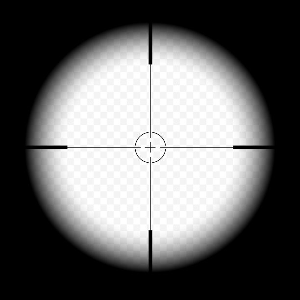 从正在磨尖的步枪的瞄准镜中看到的一幅逼真的插图。十字线与透明背景矢量图片下载