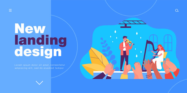 音乐家在音乐会舞台上演奏竖琴和小提琴图片下载