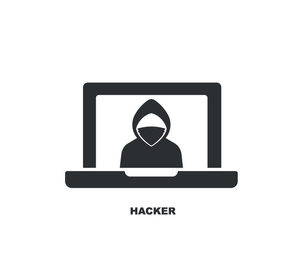 黑客是用笔记本电脑窃取用户个人数据的网络罪犯。黑客攻击与网络安全。可编辑的矢量。图片下载