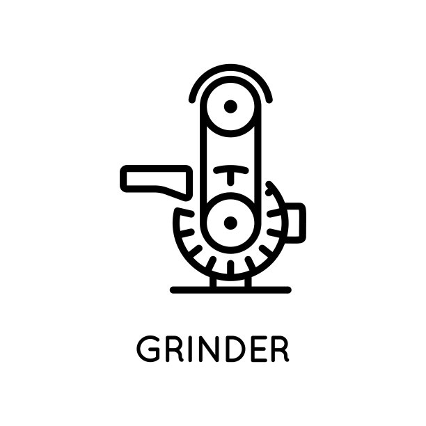 磨床图标。采购产品工具，锐化，研磨，加工，塑料，金属，木材。矢量符号在简单的风格孤立在白色背景。原始尺寸64x64像素。图片下载