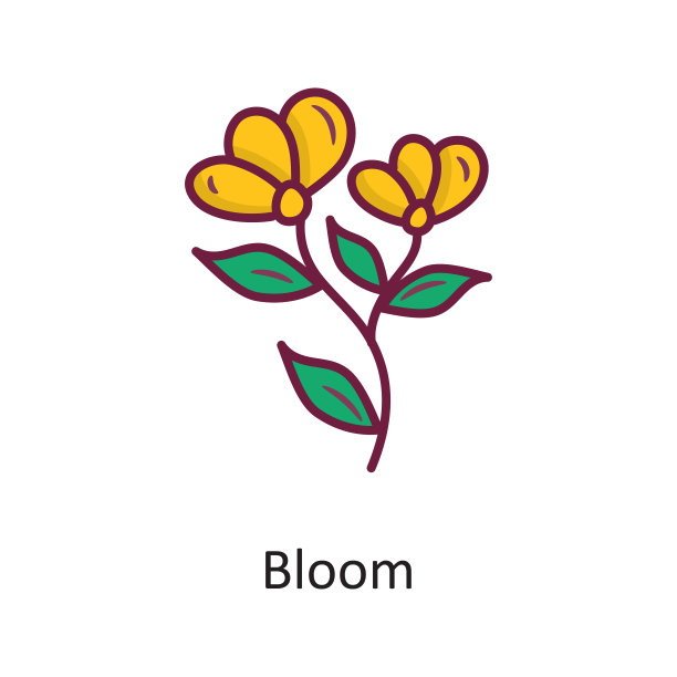 Bloom矢量填充轮廓图标设计插图。自然符号在白色背景EPS 10文件图片下载