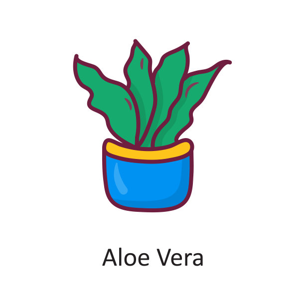 芦荟矢量填充轮廓图标设计插图。自然符号在白色背景EPS 10文件图片下载