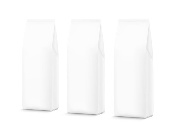 逼真的食物袋模型。矢量插图孤立在白色背景上。图片下载