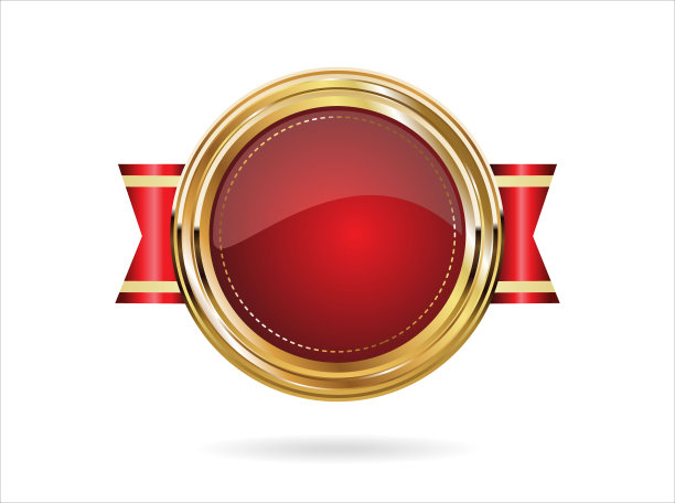 金色徽章复古风格孤立在白色背景图片下载