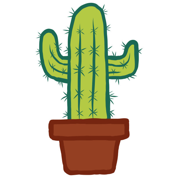 仙人掌涂鸦绘制平面设计插图矢量模板图标图片下载