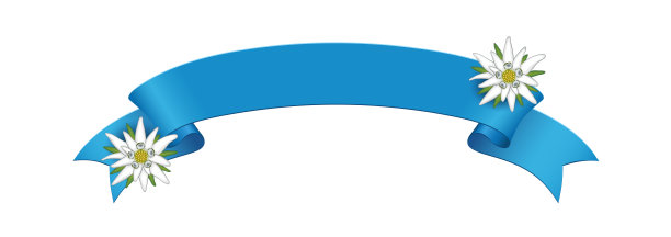 为啤酒节准备的蓝色白色雪绒花小旗，
矢量插图孤立在白色背景上图片下载