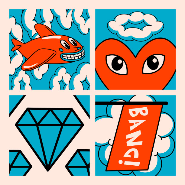 卡通矢量滑稽可爱的漫画人物，飞机图片下载