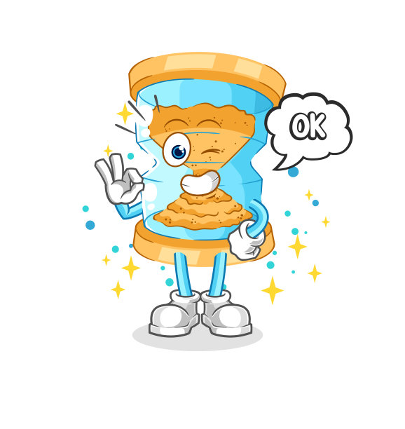 沙漏同意卡通吉祥物图片下载