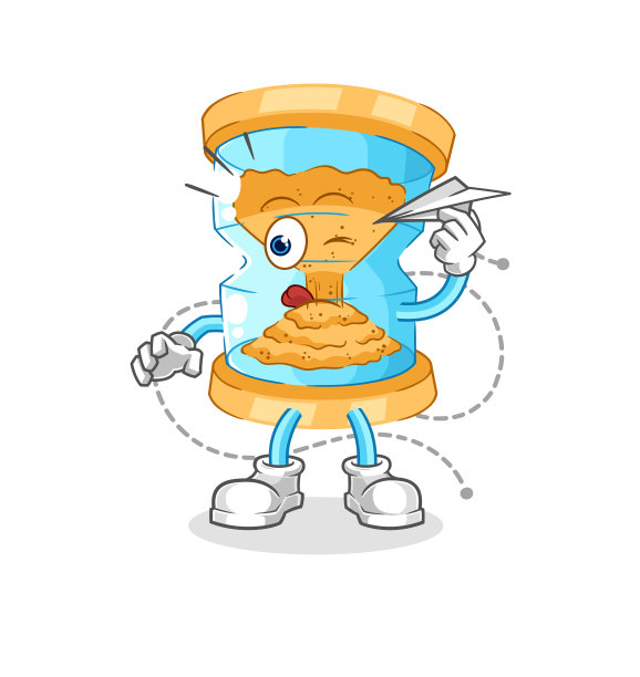 沙漏与纸飞机人物卡通图片下载