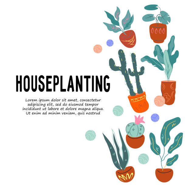 家居种植和家庭园艺爱好横幅或海报设计hygge生活方式矢量。图片下载