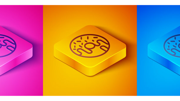 等距线甜甜圈与甜釉图标图片下载