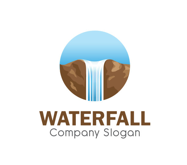 创意圈瀑布山顶矢量标志图片下载