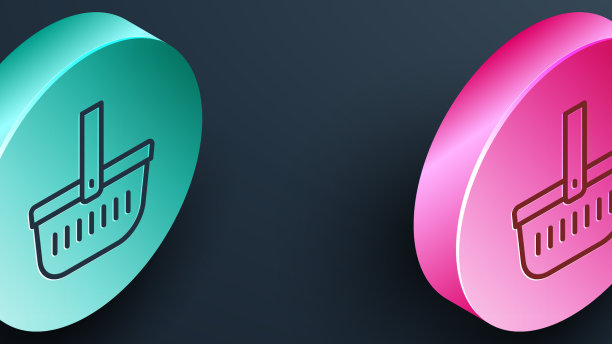 等距线野餐篮图标孤立上图片下载