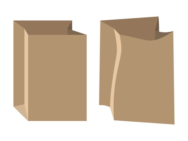 两个矢量纸袋，新的和皱巴巴的，孤立在白色背景图片下载