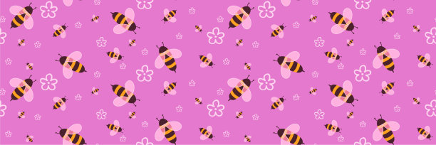 夏季蜜蜂无缝图案的孩子和面料和配件图片下载