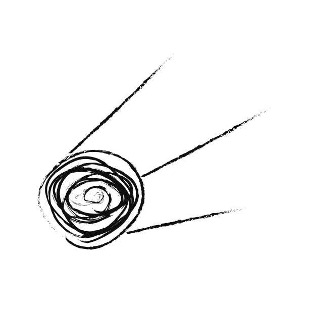 用孩子气的风格涂鸦宇宙插图。手绘抽象空间卫星。黑色和白色图片下载