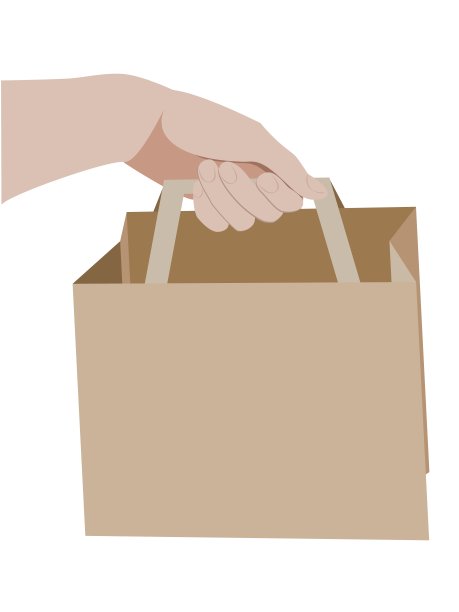 手里拿着一个空纸袋，孤立在白色背景上图片下载